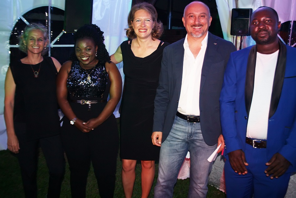 Ambassador of Italy, H.E Domenico Fornara (2rd Right) with his wife Mrs. Anna Muscetta (in center) and Mr. Tony Wamala, Director Business Development Services – EAEA (Right) during a Dinner Buffet at Italian ambassador’s residence in Kampala on November 23, 2018