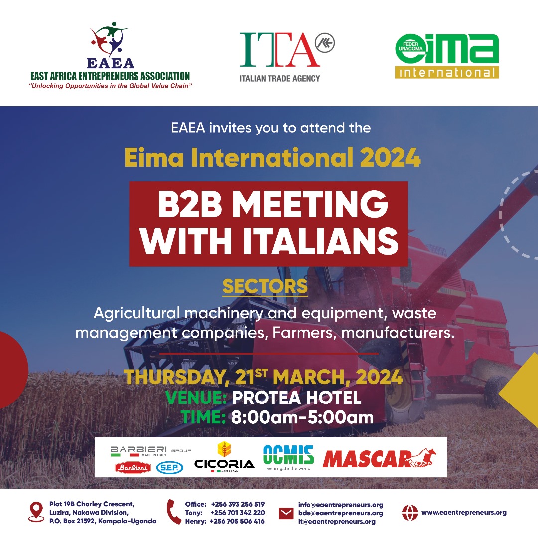 Italy B2B Meeting & EIMA Press Conference, Protea Hotel Kampala On March 21, 2024, 9:00am – 5:00pm